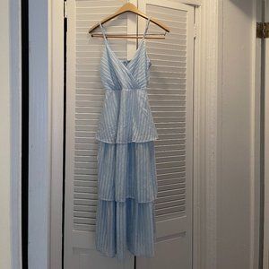 Lulu's Light Blue Tiered Midi Dress XS